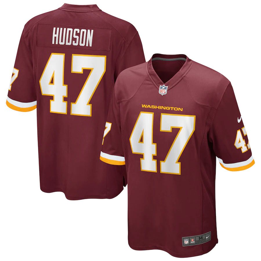 Men Washington Redskins #47 Khaleke Hudson Nike Burgundy Game Player NFL Jersey